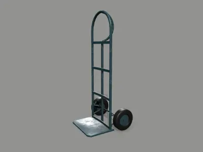 Trolley hand truck with wheels Low-poly 3D model