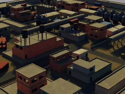 Modular FPS Game Environment and Assets Low-poly 3D model