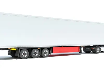 Truck with Reefer Refrigerator Trailer 3D model 2