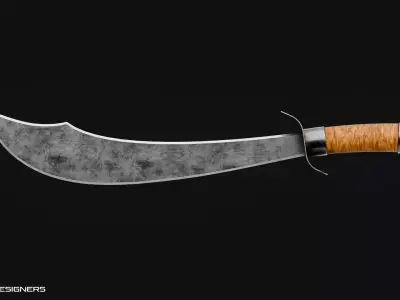 Medieval Curved Sword - Medieval Sword Weapon Low-poly 3D model