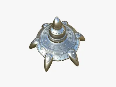 Alien Spaceship UFO G02 Aluminum - Sci Fi Spacecraft Design Low-poly 3D model