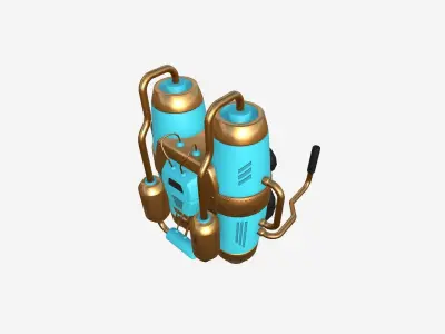 Jetpack A07 Blue Orange - SciFi Character Design Low-poly 3D model