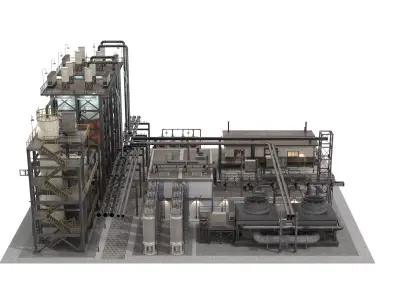 3D Industrial Plant Facility - 51 Objects Clean Quad Modeling 3D model