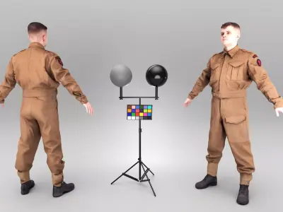 British soldier ready for animation 385 Low-poly 3D model