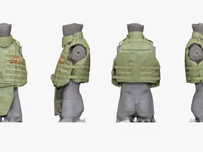 001300 army green top body armor shield 3D model