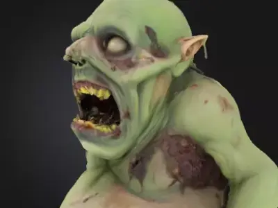 Zombie Dwarf 3D Model Realistic Horror Sculpture Free 3D print model
