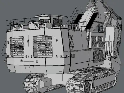 Mining Excavator Terex Rh200 Backhoe 3D model