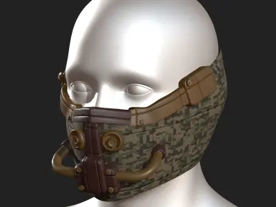 Gas mask helmet 3d model military  Low-poly 3D model