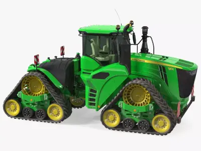 John Deere Four Track 9RX Series Tractor Dirty Rigged 3D model