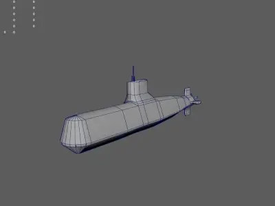 Diesel Attack Submarine Low Polygon Low-poly 3D model
