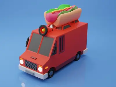 Low-poly Food Truck Model 3D model