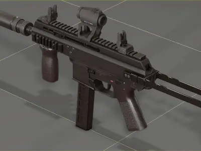 B and T APC PRO 9mm with suppressor and Surefire x400rv Low-poly 3D model
