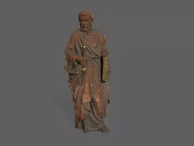 Old Man Statue Low-poly 3D model 7