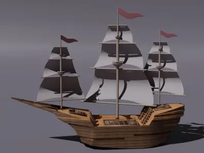 Wooden Boat 3D model 7