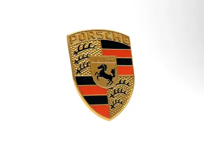 Porsche Old Logos Emblems Badges Crests Bundle Low-poly 3D model