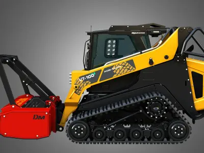 VT-100 Compact Track Loader with Forestry Package - Drum Mulcher 3D model