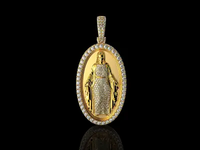 Virgin Mary With Diamonds Pendant N2 3D print model