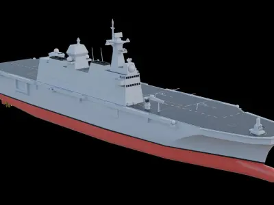 Dokdo-class  ROKS Marado amphibious assault ship Low-poly  3D model