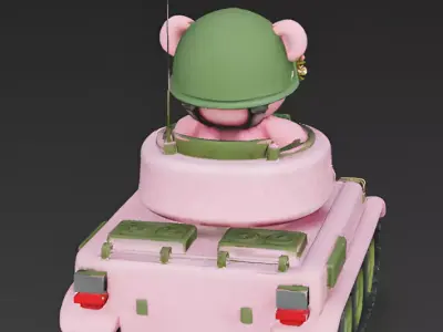 Cuddly Commando Plush Tank 3D Model Low-poly 3D model