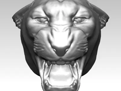 Angry cat tiger puma lion head bust 3D print model