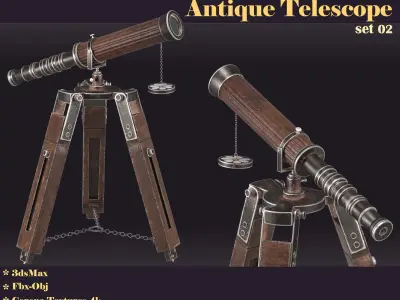 antique telescope 02 3D model