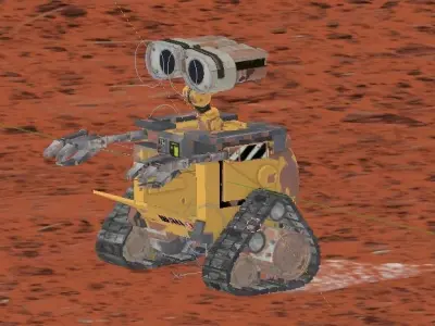 WAll-E wall e robot on desert Low-poly 3D model