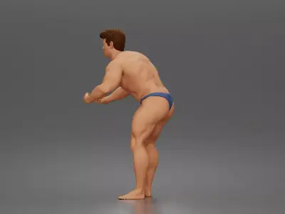 Bodybuilder flexes muscles posing trunks onstage powerhouse 3D print model