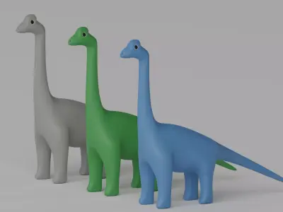 Cartoon Brachiosaurus Dinosaur 3D model purchase