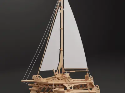 Wooden Yacht - Sailboat 3D model