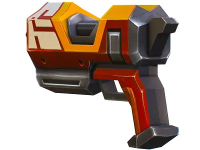 LowPoly Sci-Fi Cartoon Pistol Gun Low-poly 3D model get