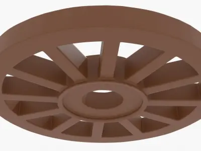Wooden Wheel Low-poly 3D model