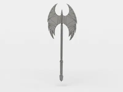 Axe long stick Low-poly 3D model