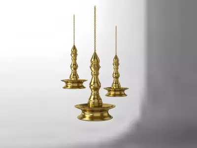 Traditional Brass Hanging Oil Lamp 3D print model