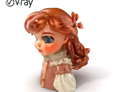 Copper Accent Antique Doll Model Pack Low-poly 3D model