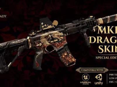 MK18 Rifle Dragon Thema Low-poly 3D model