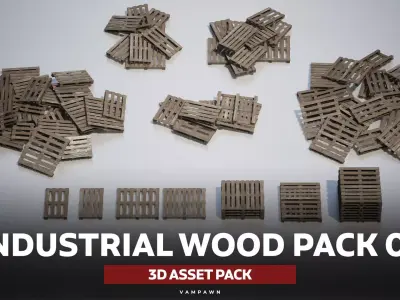 Industrial Wood Pack 01 Low-poly 3D model