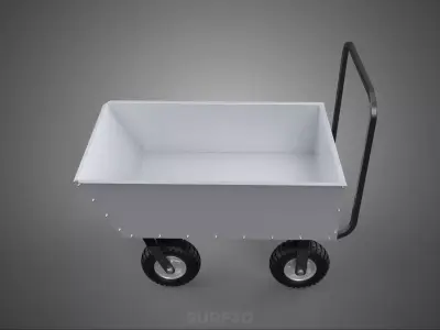 FOUR WHEEL PUSH CART STEEL TUB GARDEN WAGON TROLLEY WHEELBARROW 3D model