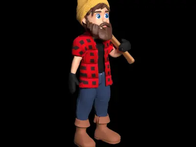 Woodcutter Lumberjack Low-poly 3D model