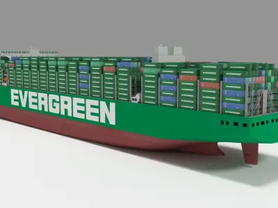 Ever ace container ship lowpoly 3D model