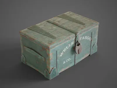 Wooden trunk box Low-poly 3D model