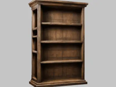 Medieval Furniture Wooden Rack Bookshelf Low-poly 3D model