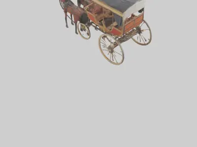 Oldfashioned Horsedrawn Carriage model Low-poly 3D model