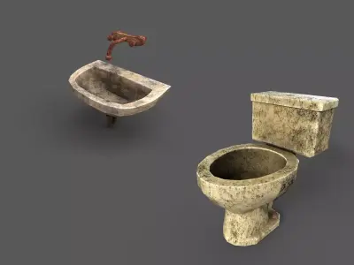 Old toilets wc Low-poly 3D model