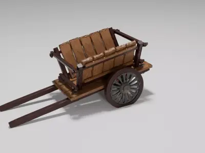 Medieval Wooden Cart 3D model buy