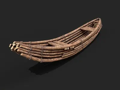 Primitive Wooden Raft Survival Boat PBR Collection 3D Model Pack