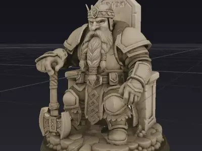 Dwarf King Figurine 3D Model  3D model