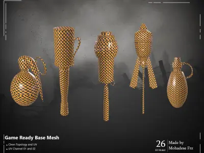 26 Grenade WW12 Base Mesh -VOL 02 - Game Ready Low-poly 3D model