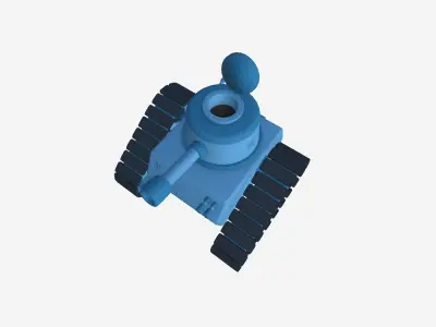 War Tank Cartoon A04 Blue - Military Vehicle Low-poly 3D model