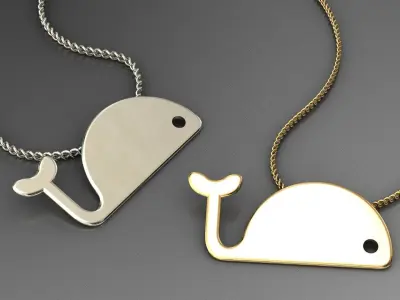 whale pendant-earrings set Free 3D print model