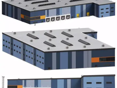 Modular logistics warehouse 2 3D model